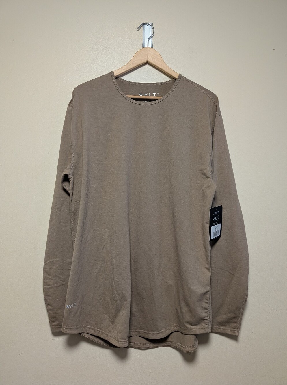 BYLT Premium Basics Signature Drop-Cut Long Sleeve Driftwood XL NWT